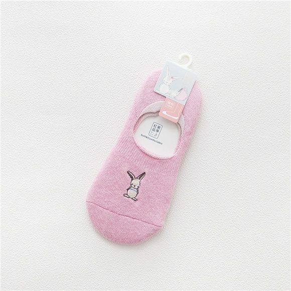 5 Pairs Women Rabbit No Show Ankle Socks - Picture 5 of 8